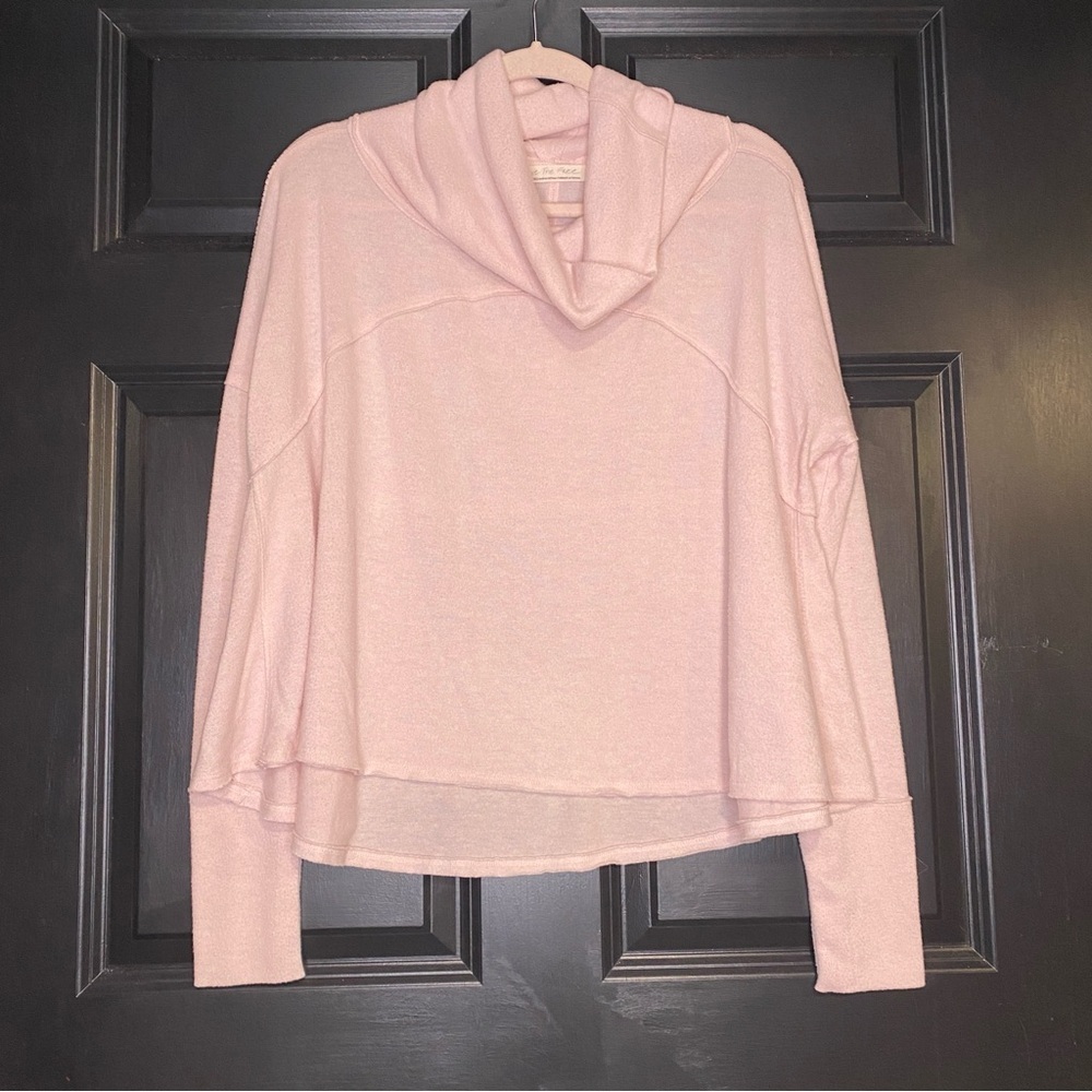 We The Free Cozy Time Funnel Neck Pullover Sweater Size Small in Light Pink